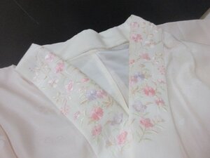 1円 良品 正絹 長襦袢 振袖用 式典 入学 卒業 和装 和服 暈し グラデーション 刺繍半衿 花丸 袷 身丈118cm 裄65cm【夢職】★★★