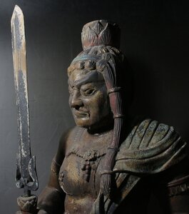 時代市場■五大明王■一木彫淡彩色 不動明王立像 全高78cm■仏像・密教美術