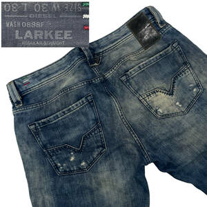 DIESEL ディーゼル LARKEE W30 (約86cm W34相当) ブルーアイコン イタリア製 ダメージ加工 デニムパンツ ジーンズ