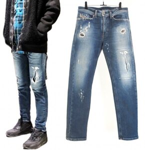 定価5.1万 DIESEL THOMMER-T 087AK Jogg Jeans クラッシュ ダメージ加工 ジョグ デニム パンツ 29 ストレッチ スウェットデニム インディゴ