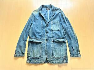 極美品☆RRL【超絶加工INDIGO DENIM】ダブルアールエル 本物を知る大人にオススメするワークジャケット◎テーラード仕立/POLO RALPH LAUREN