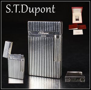 【吉】ZC678 デュポン 【S.T.Dupont】 ガスライター シルバー／箱付 着火確認済み 美品！