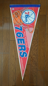 1990年代当時物!ヴィンテージNBA「PHILADELPHIA 76ERS」TEAMロゴペナント 中古/バスケットボール チーム セブンティーシクサーズ