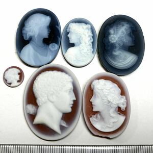 ☆ストーンカメオ6点まとめ101ct☆S 宝石 ジュエリー stone cameo jewelry 貴婦人④