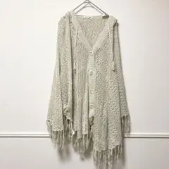 ヘルシーカレン かぎ編み ポンチョ アウター 羽織り フード カジュアル