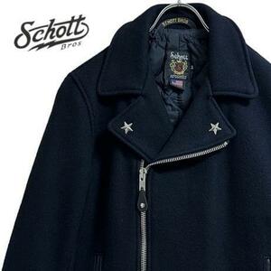 TC253さ@ SCHOTT BROS US製 ウール ライダースジャケット ショット ブラック アメリカ製 