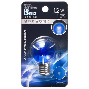 LED電球 ミニボール電球形 E17/1.2W 青 クリア｜LDG1B-H-E17 14C 06-4637 OHM オーム電機