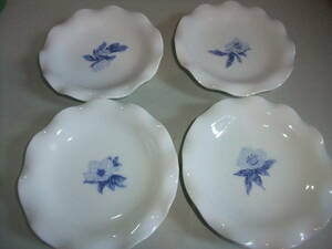 深川製　青い花の皿　4枚