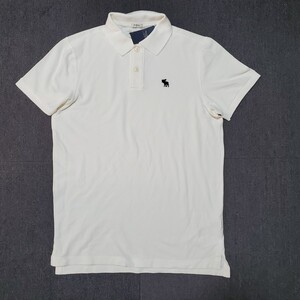 新品　アバクロンビー＆フィッチ A&F　Tシャツ　ポロシャツ　綿　ホワイト　Abercrombie&Fitch　刺入り　鹿の子　XL