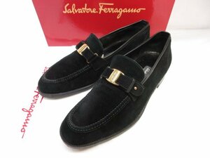 美品 【サルヴァトーレフェラガモ Salvatore Ferragamo】 スエードレザー スリッポン ローファー 靴 (メンズ) size7.5EE 黒 ■30MZA5433■