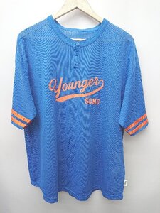 ◇ ⊂ Younger Song ヤンガーソング メッシュ 半袖 Tシャツ サイズL ブルー レディース メンズ P