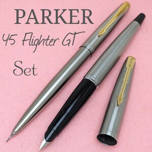 PARKER　パーカー　45　フライターGT　万年筆　X　/　極細字　0.5　シャープペンシル　2本セット　中古　3KUS1915　