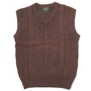 RRL ダブルアールエル CABLE KNIT VEST ケーブルニットベスト M ブラウン セーター Double RL ウール Vネック プルオーバー mc68377