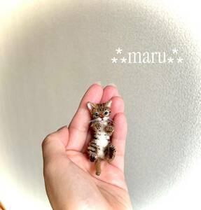 ＊maru＊羊毛フェルト　小さなキジトラの子猫　ハンドメイド　ブライス　人形　ドールハウス