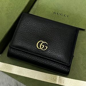 GUCCI グッチ GGマーモント ブラック 二つ折り財布 レザー 財布　ブラック