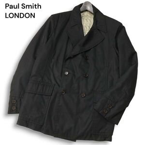 Paul Smith LONDON ポールスミス ロンドン 秋冬 裏地キルティング★ ナイロン ダブル ジャケット コート Sz.L　メンズ 黒　I4T03930_B#N