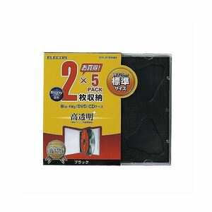 【新品】(まとめ)エレコム Blu-ray/DVD/CDケース(標準/PS/2枚収納) CCD-JSCNW5BK【×10セット】