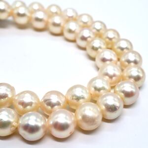 1円〜!!テリ良し!!●アコヤ本真珠ネックレス●J 約37.2g 約38.0cm 約8.0mm珠 pearl necklace jewelry パール DE0/DE0 B87