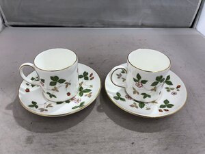 【WEDGWOOD　WILD STRAWBERRY】ウェッジウッド　ワイルドストロベリー　R4406　デミタスカップ＆ソーサー　2客セット　SY02-G8T