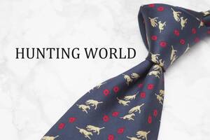 【美品】HUNTING WORLD ハンティング ワールド A-346 ネイビー イタリア製 ブランド ネクタイ 良品 古着 卸 USED オールド SILK