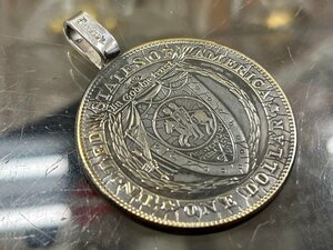 純銀925バチカン使用 モルガン コイン テンプル騎士団 十字軍 エングレービング 彫金 レプリカ 裏女神 1ドル銀貨 フリーメイソン