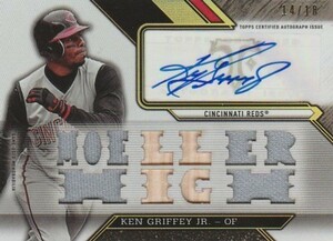 2016 TOPPS TRIPLE THREADS MULTI JERSEY BAT RELIC Ken Griffey Jr. Auto #/18