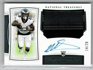 2019 Panini National Treasures Football Miles Sanders Auto Patch RC Emerald /26