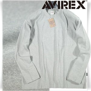 新品1円～★AVIREX アヴィレックス メンズ 長袖クルーネック ロンT Tシャツ カットソー M グレー デイリーウエア ルーズフィット ◆8976◆