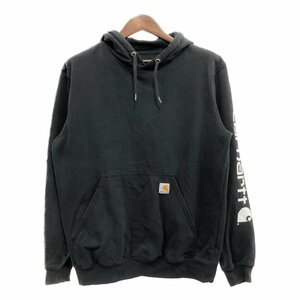 SALE/// Carhartt カーハート スウェット パーカー トップス アメカジ ワーク 袖プリント ブラック (メンズ M) P9686