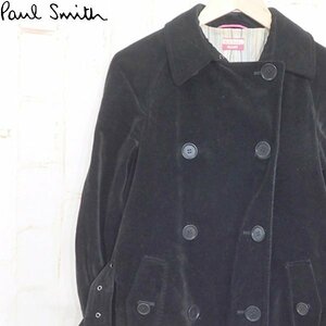 ポールスミスPaul Smith JEANS■別珍 ベロア風コットンジャケット■40■ブラック　ダブルブルゾン　レディースアウター※1527230