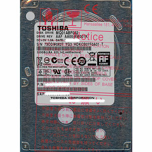 TOSHIBA(東芝) ノート用HDD 2.5inch MQ01ABF032 320GB [管理:20346028]