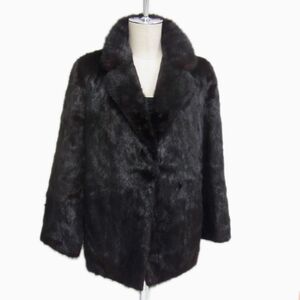 高級毛皮◇MINK FUR ブラック ミンクコート 毛艶 毛並 皮質 良好 13号 レディース