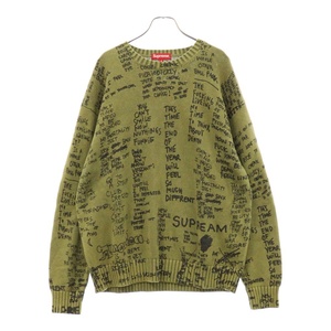 SUPREME シュプリーム 23SS Gonz Poems Sweater ゴンズポエム総柄ニットセーター オリーブ