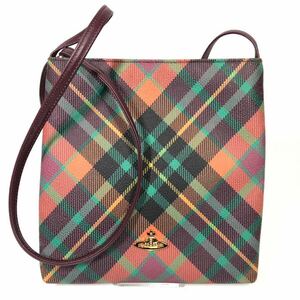 美品【ヴィヴィアンウエストウッド】本物 Vivienne Westwood ショルダーバッグ オーブ ポシェット 斜め掛け PVC×レザー レディース 伊製