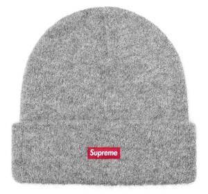 即発送 24FW Supreme Mohair Beanie Heather Grey シュプリーム モヘア ビーニー ニット帽 ニットキャップ 帽子 Small Box Logo スモボ