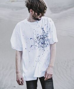 NO ID. 5oz PAINT C/N Tee ノーアイディー ペンキ加工 Tシャツ ビッグシルエットカットソー ホワイト