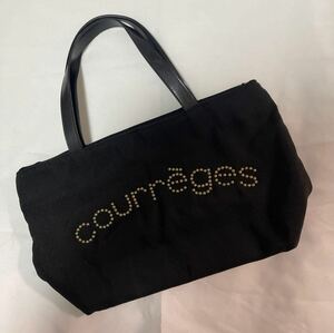 美品 クレージュ courreges トートバッグ ハンドバッグ ブラック 黒色 ロゴ スタッズ