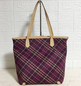 no30479 BURBERRY BLUE LABEL バーバリー ブルーレーベル 三陽商会 本革 レザー ナイロン ノバチェック 肩掛けショルダー トート バッグ