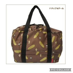 ④スケーター レジカゴ用バッグ エコバッグ ショッピングバッグ 巾着付 33×25×27cm チップ&デール KBR44 レジ かご バッグ ディズニー