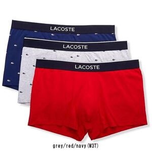 ※訳あり アウトレット LACOSTE(ラコステ)ショート ボクサーパンツ 3枚セット メンズ 下着 5H3411 grey/red/navy(W3T) Sサイズ