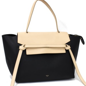 1円 ◎美品 CELINE セリーヌ ハンドバッグ ベルトバッグ スモール レザー ブラック ベージュ バイカラー◎OZ.Cemm.tI-39