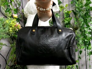 ●超美品●LOEWE ロエベ●アマソナ●アナグラム ロゴ型押し●カーフ レザー 本革●ハンド バッグ●黒●G金具●腕掛け●B5 収納●Js47526