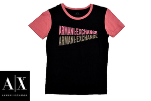 S-6798★送料無料★美品★ARMANI EXCHANGE アルマーニエクスチェンジ★アメリカ製 ブラック黒色 半袖Ｔシャツ S