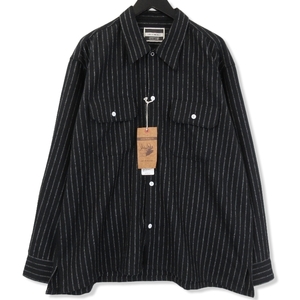 未使用 ANDFAMILYS アンドファミリー 長袖ワークシャツ SHL-2210714 WOOL WORK SHIRTS ウール 日本製 ブラック 黒 XL タグ付き 71009732