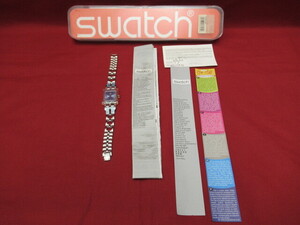 M【2476】★Swatch クオーツ 腕時計 箱付き★スウォッチ スケルトン スクエア 不動 レディース ファッション オシャレ ジャンク品