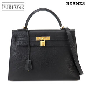 新品同様 エルメス HERMES ケリー 32 2way ハンド ショルダー バッグ アルデンヌ ブラック □G刻印 外縫い ゴールド 金具 Kelly 90242207