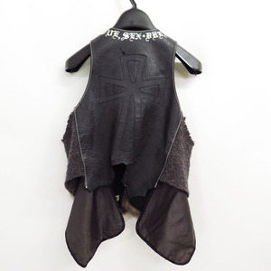 L.G.B. CRAZY RABBIT BACK CROSS LEATHER VEST LGB ルグランブルー クライジー ラビット バッククロス レザー ジレ ベスト