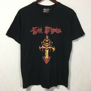 希少モデル 90s ヴィンテージ古着 Leepipes リーパイプス Tシャツ メンズLサイズ スカル ビックロゴ ストリート　【YP-2769】