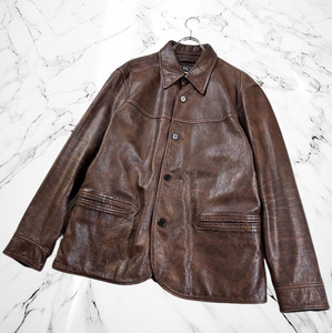 RRL レザーカーコート XL カーフレザー 一つ星 ダブルアールエル ダブルRL レザージャケット ライダースジャケット ヴィンテージジャケット