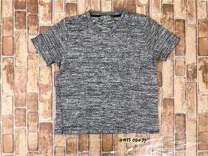 NANO&CO ナノユニバース メンズ Vネック 胸ポケット ストレッチ パイル地 半袖Tシャツ S 黒白